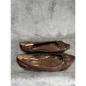 Vtg Y2k Kenneth Reaction Cole 7.5 brown Leather D’Orsay Flats Pointed Toe Heel